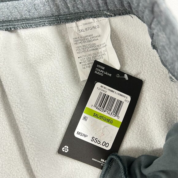 NWT Under Armour Men's Full Heather Fleece Joggers Gray 5XL Loose Fit Sweats Z13 - Picture 6 of 8